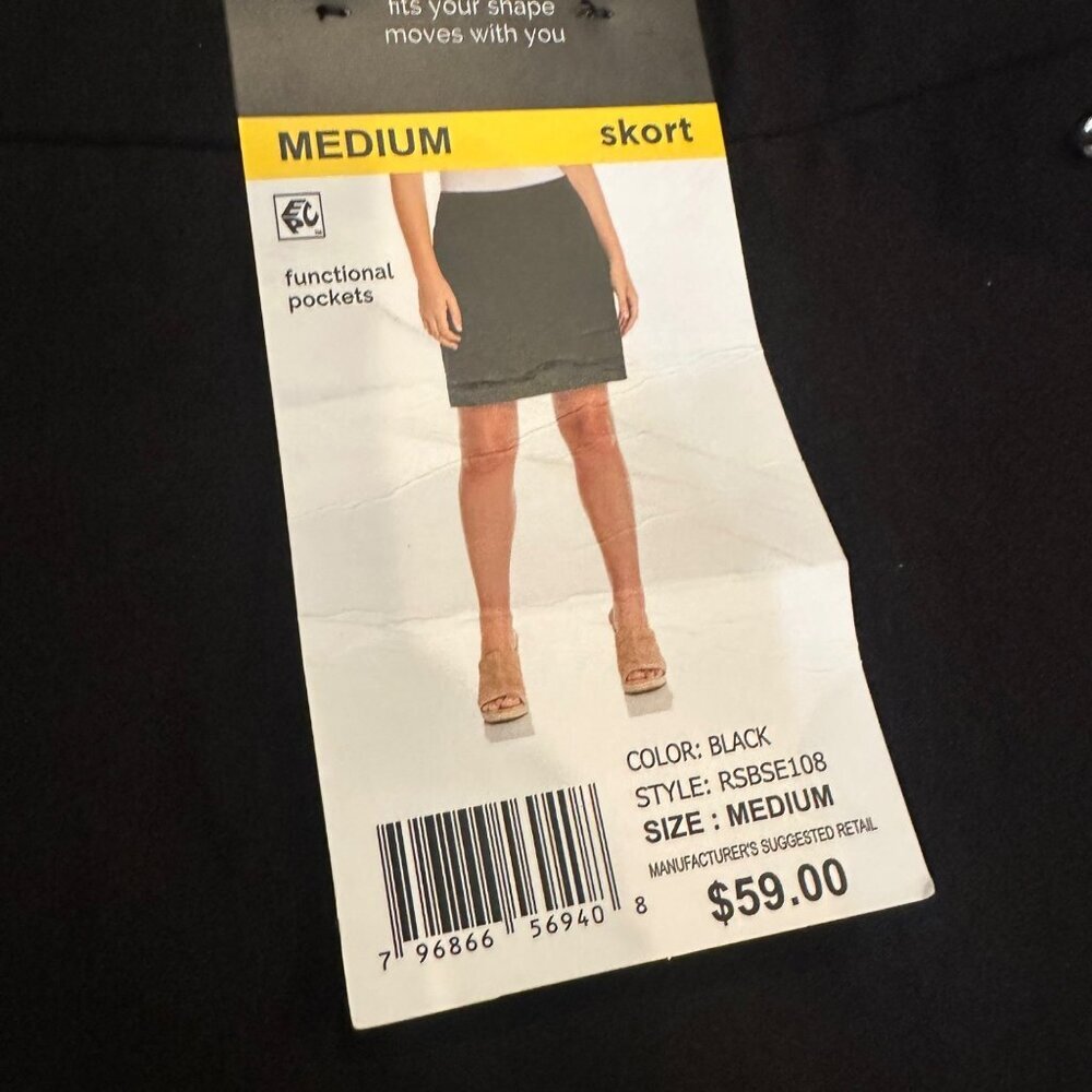 RAFAELLA WOMENS BLACK SKORT MEDIUM NEW FUNCTIONAL POCKETS - Picture 3 of 10